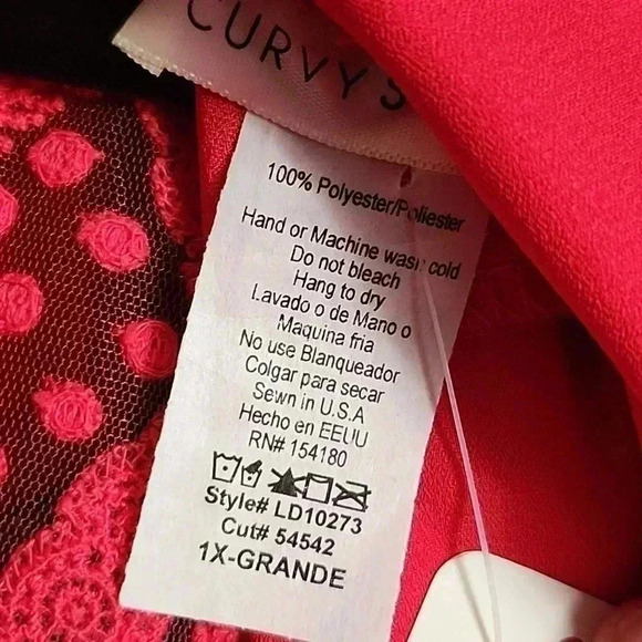 CURVY SENSE SUBRINA OPEN BACK  SHEER DRESS SIZE 1X - Picture 8 of 8